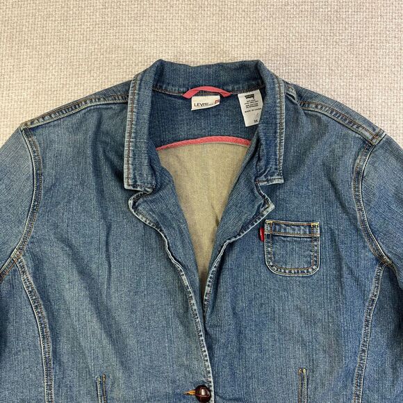 Vintage Levis Denim Jean Jacket Women's 3X Blue Western Outdoors Button Up - Picture 2 of 8